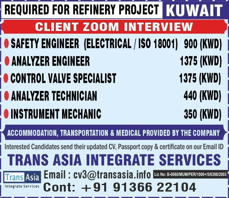 Urgent Requirement For Kuwait
