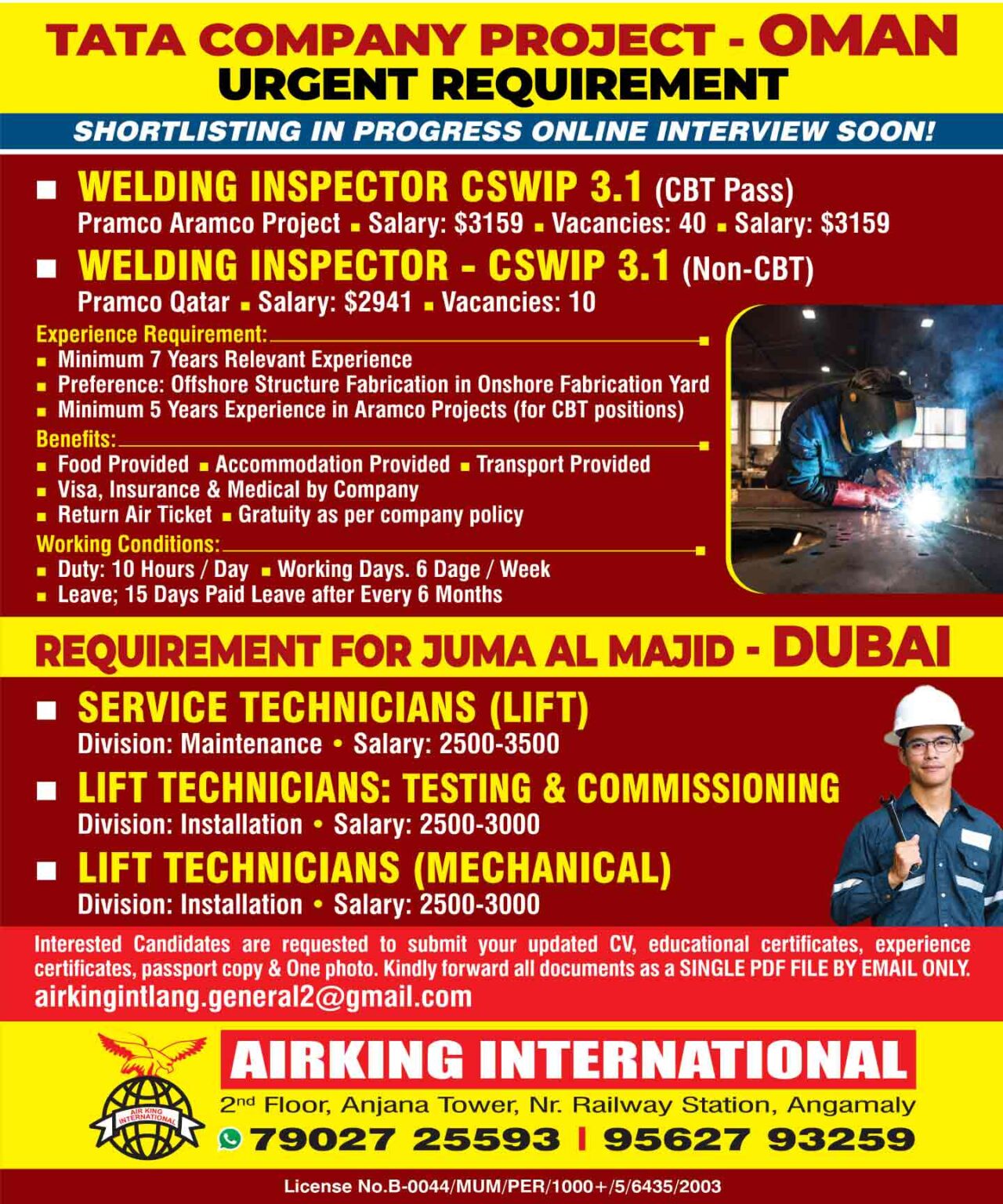 Urgent Requirement For Oman & Dubai