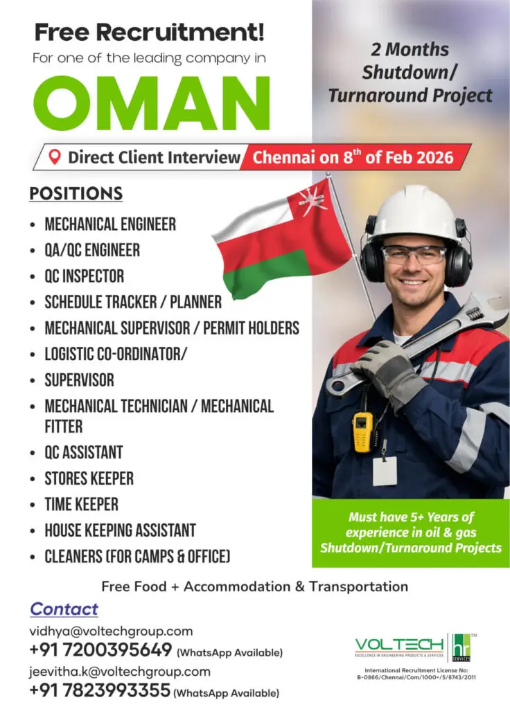 Urgent Requirement For Oman