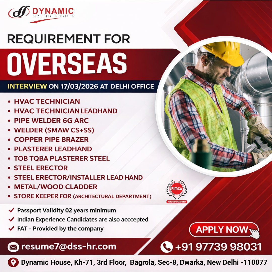 Urgent Requirement For Overseas