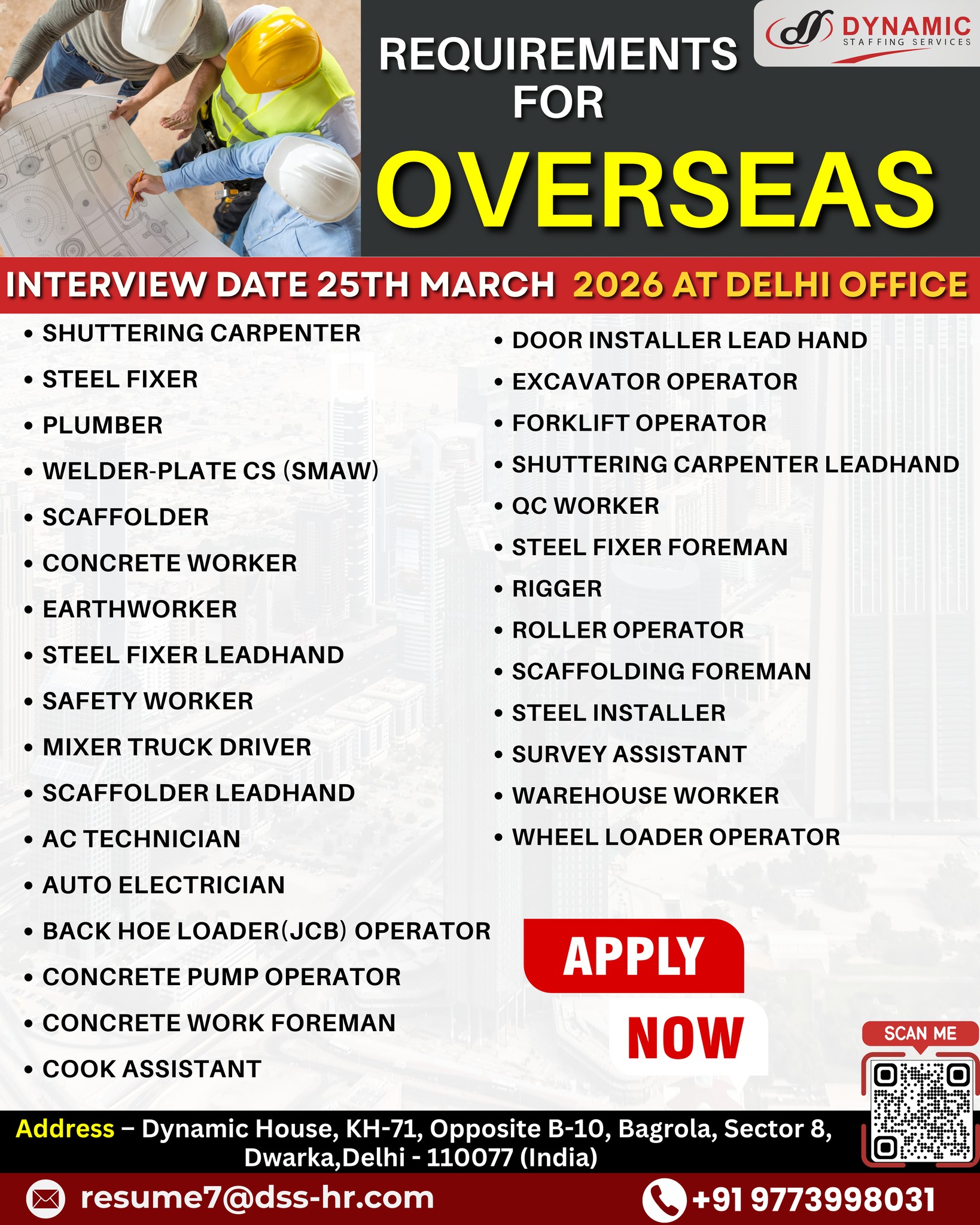 Urgent Requirement For Overseas