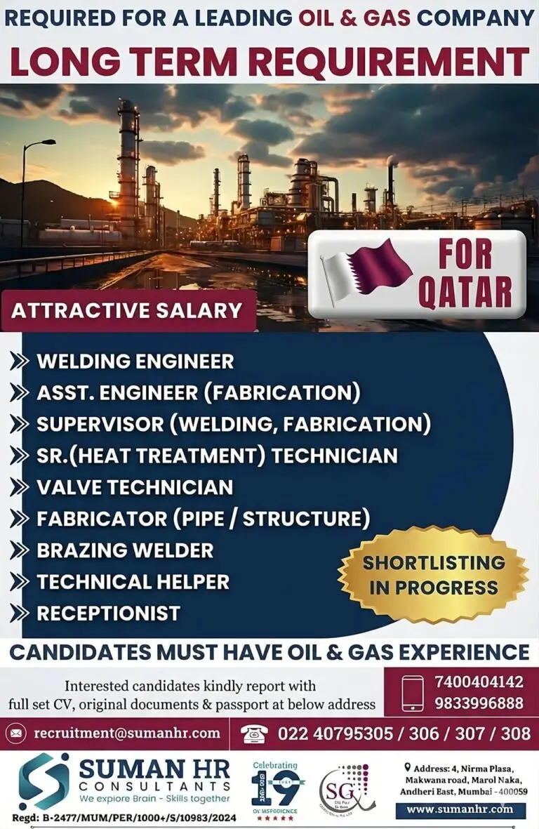 Urgent Requirement For Qatar