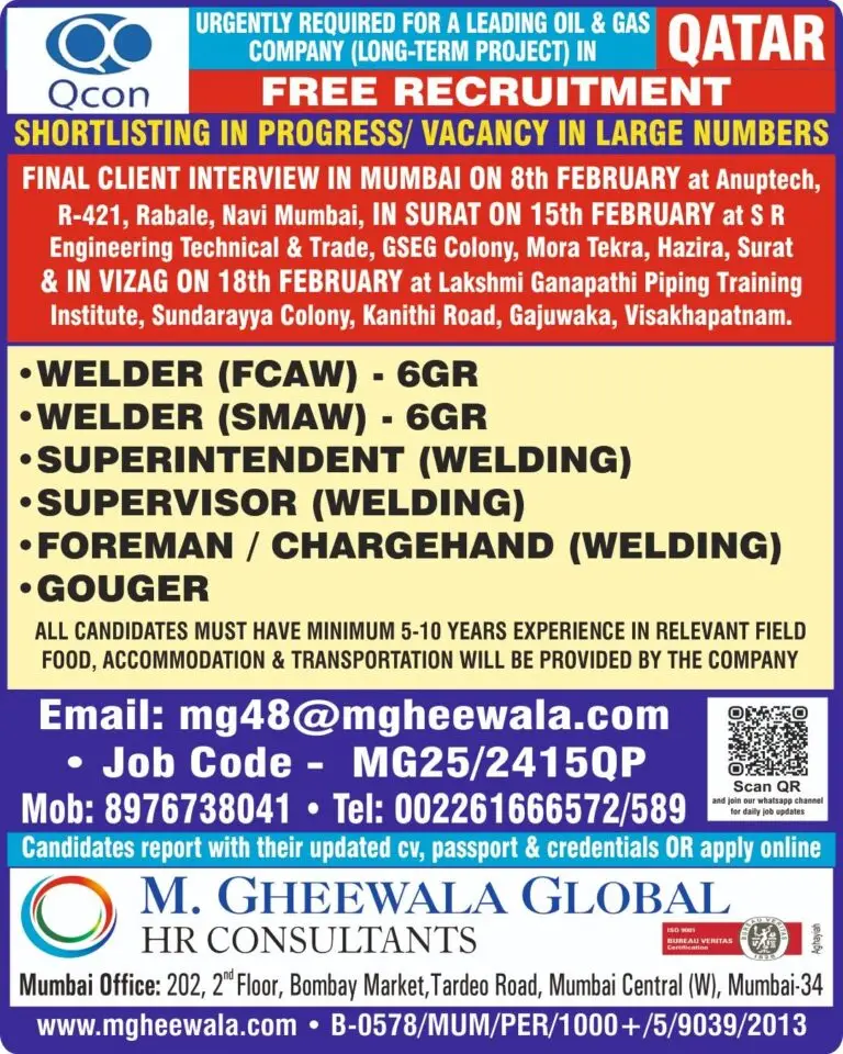 Urgent Requirement for Qatar