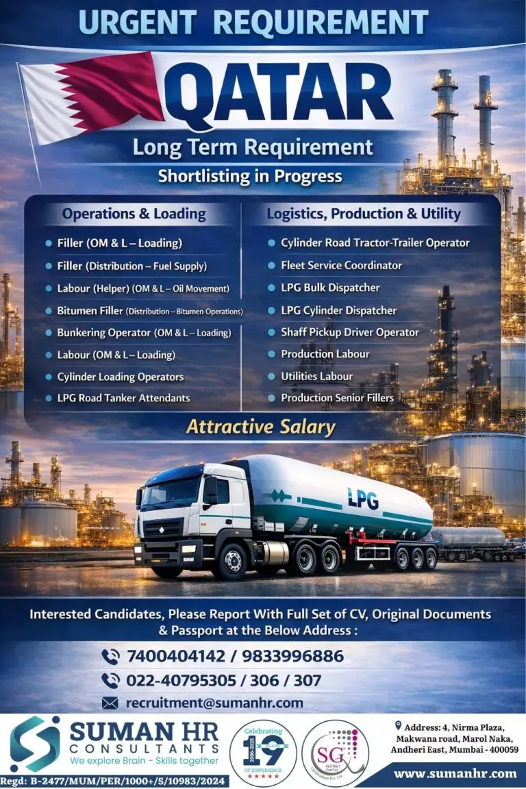 Urgent Requirement For Qatar