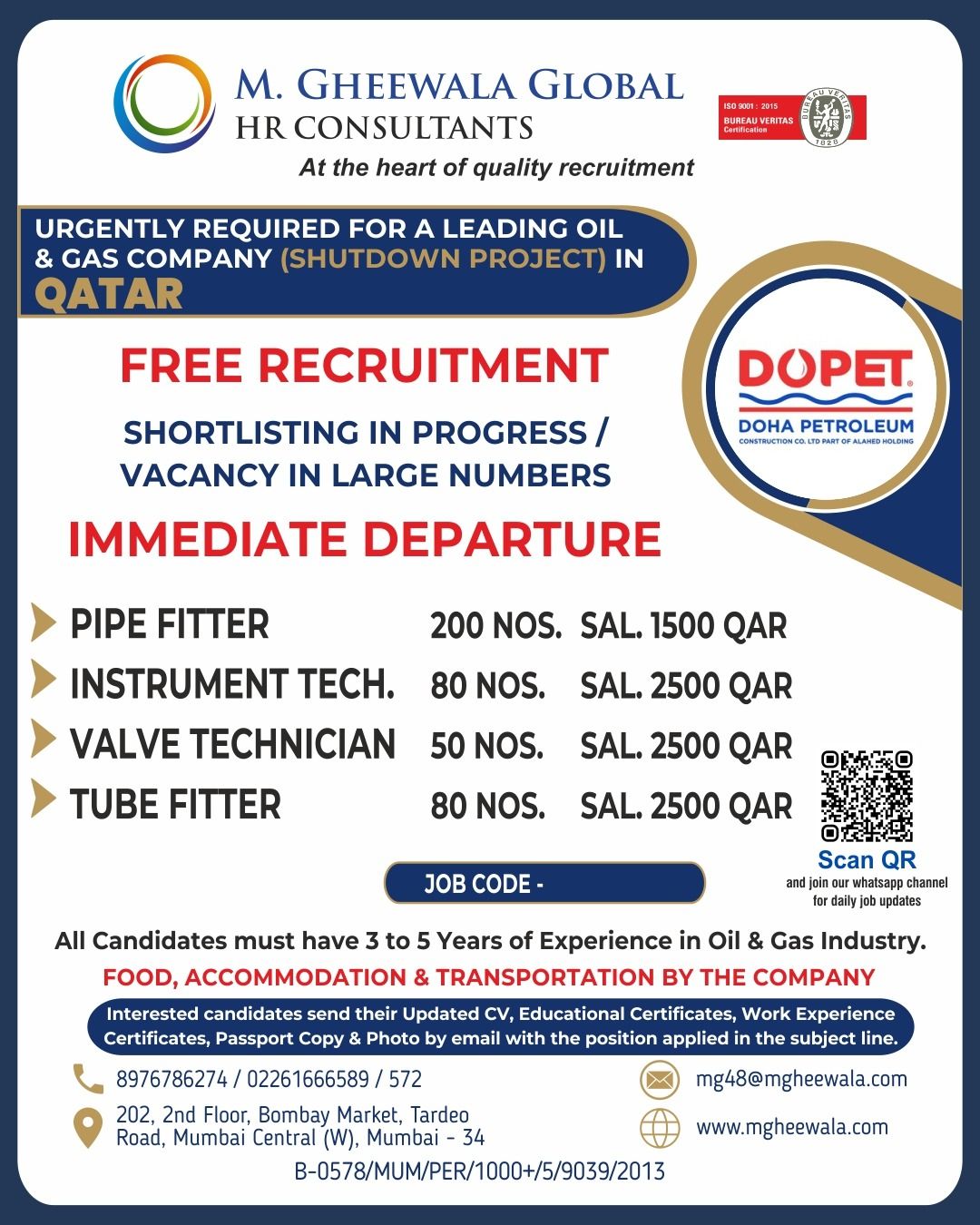Urgent Requirement For Qatar