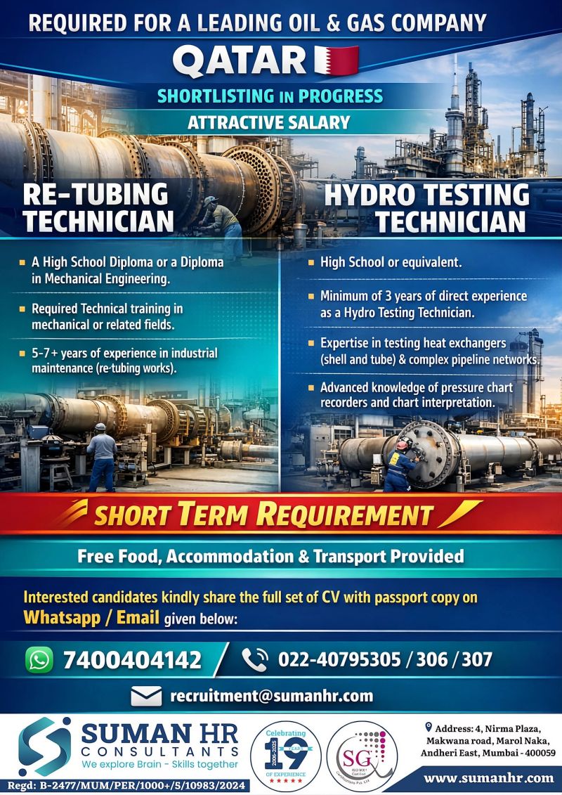 Urgent Requirement For Qatar