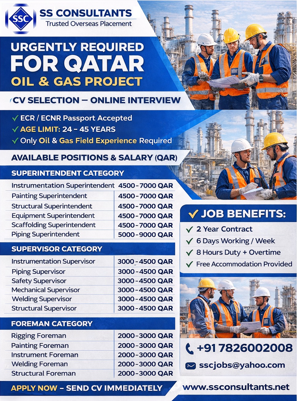 Urgent Requirement For Qatar