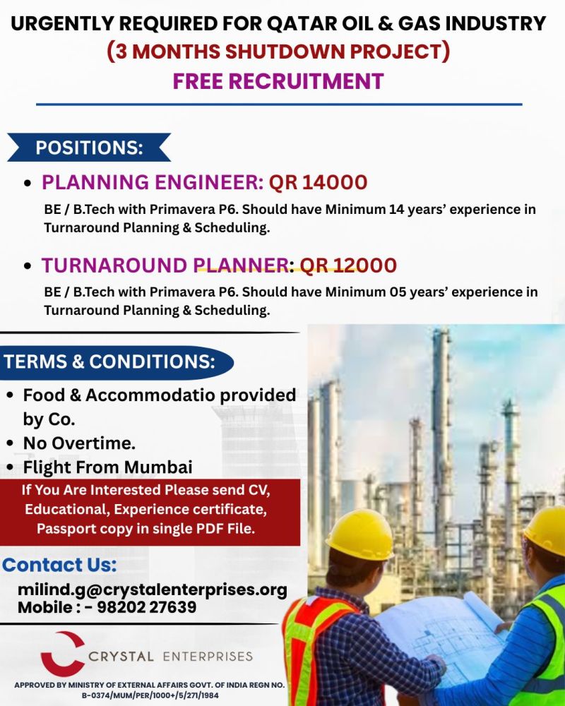 Urgent Requirement For Qatar
