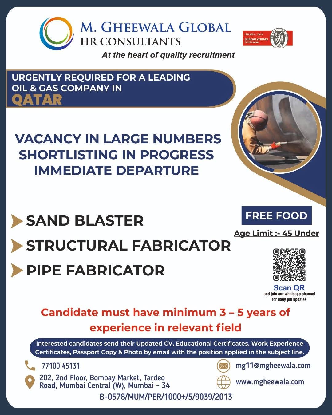 Urgent Requirement For Qatar