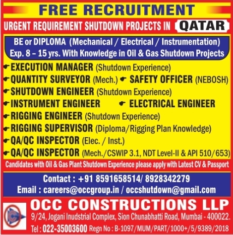 Urgent Requirement For Qatar