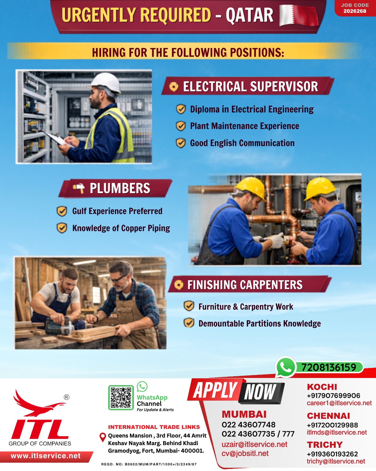 Urgent Requirement For Qatar