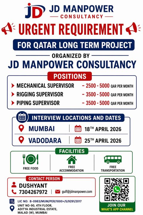 Urgent Requirement For Qatar