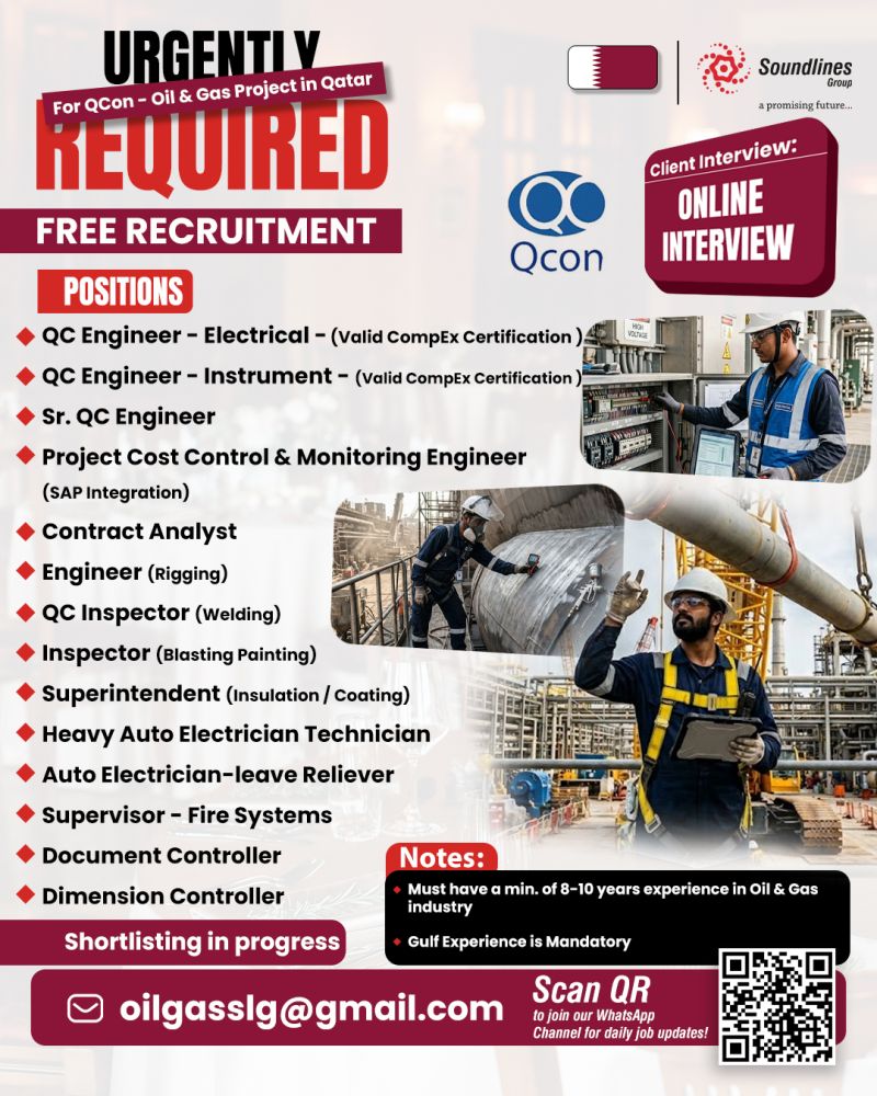 Urgent Requirement For Qatar