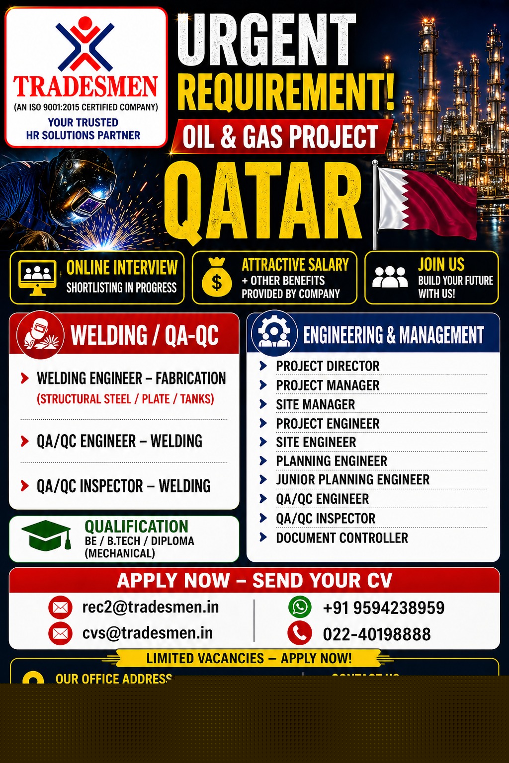 Urgent Requirement For Qatar
