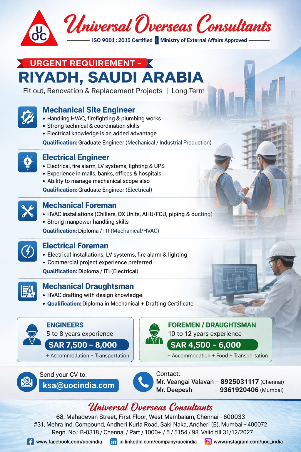 Urgent Requirement For Riyadh