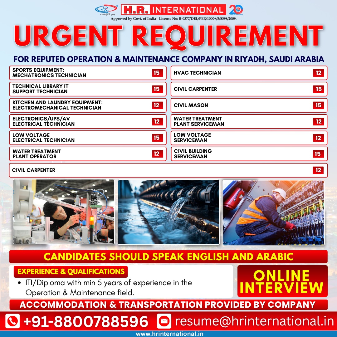Urgent Requirement For Riyadh