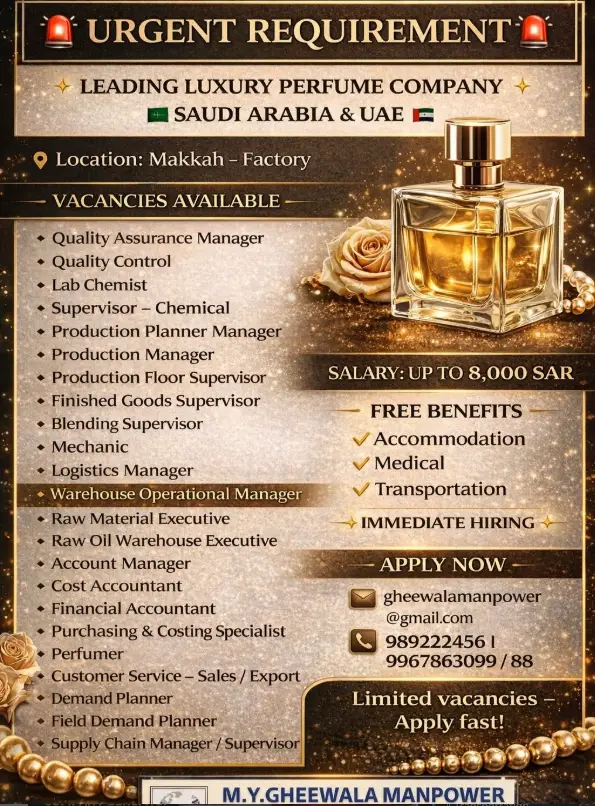 Urgent Requirement For Saudi Arabia & UAE