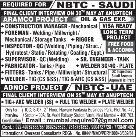 Urgent Requirement For Saudi Arabia & UAE