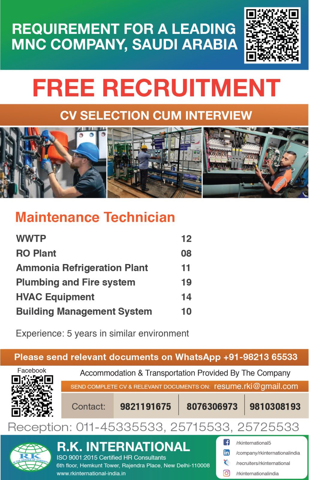 Urgent Requirement For Saudi Arabia