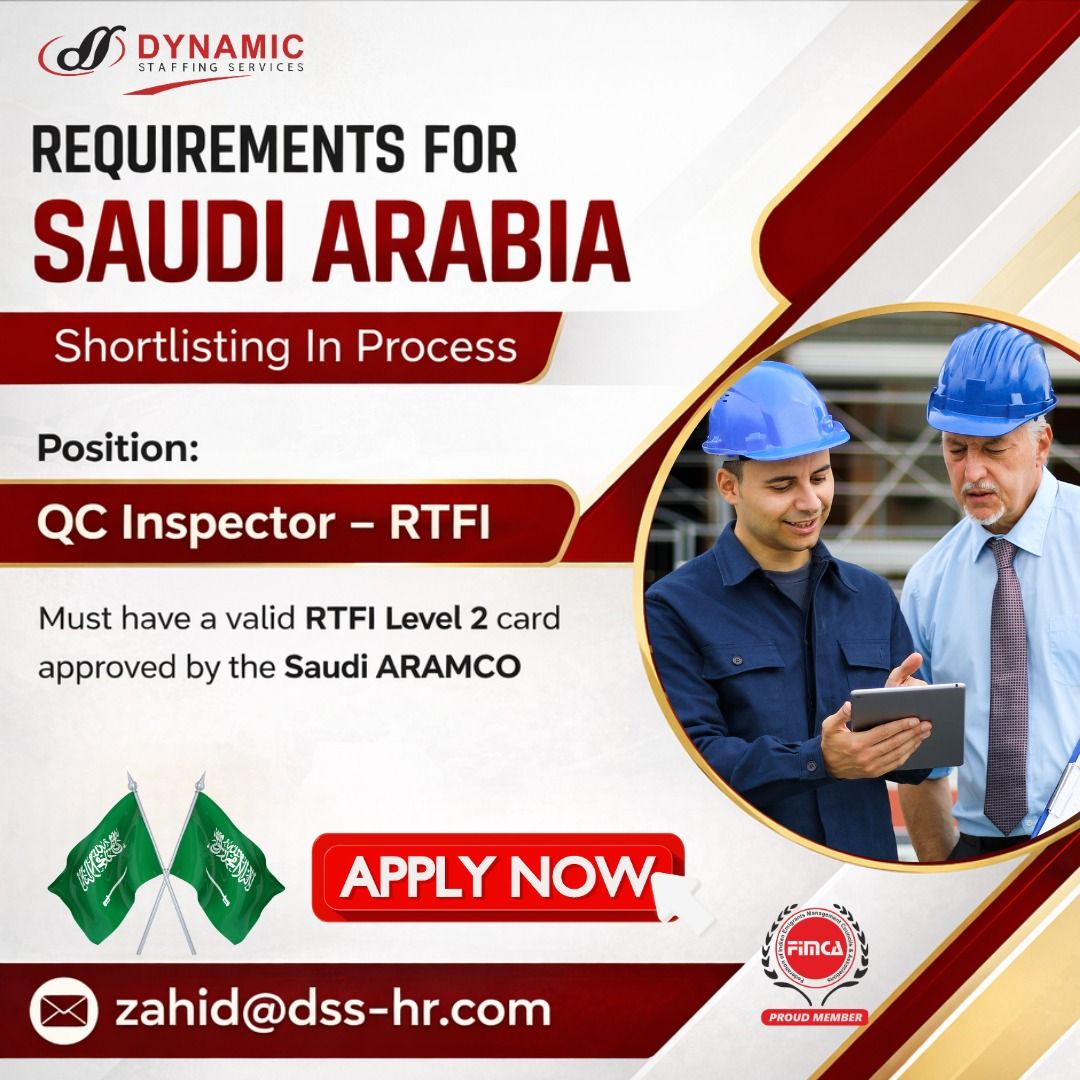 Urgent Requirement For Saudi Arabia