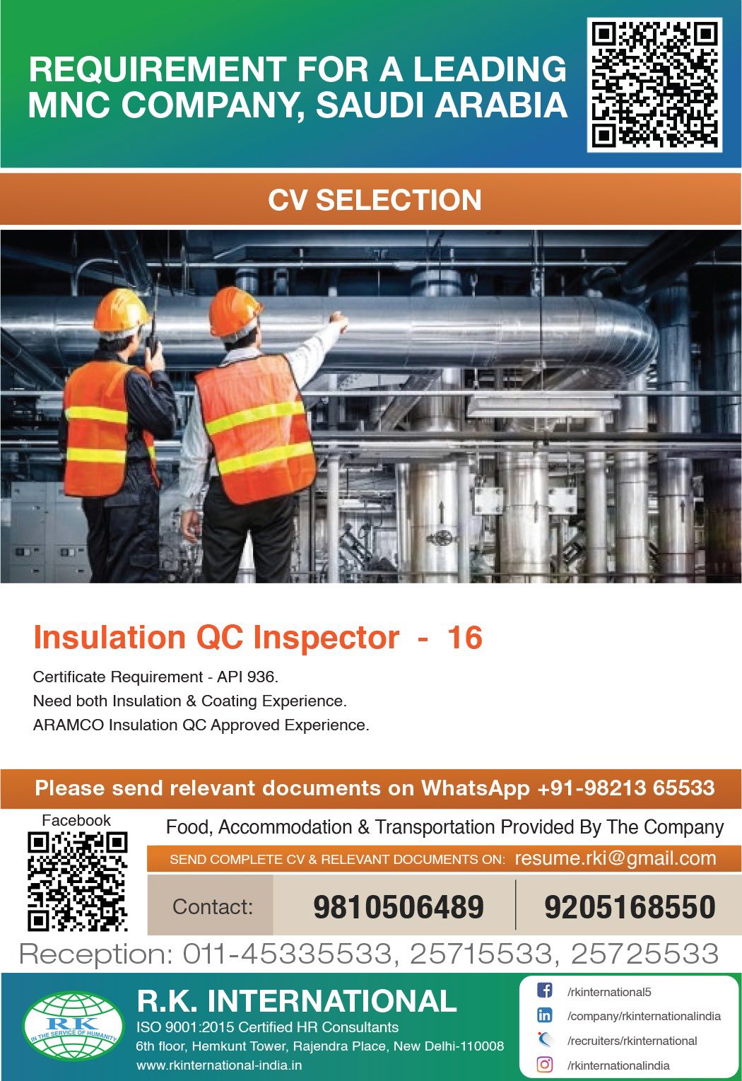 Urgent Requirement For Saudi Arabia