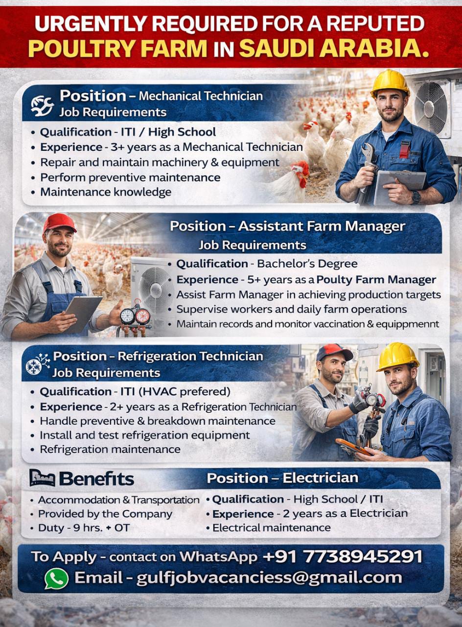 Urgent Requirement For Saudi Arabia