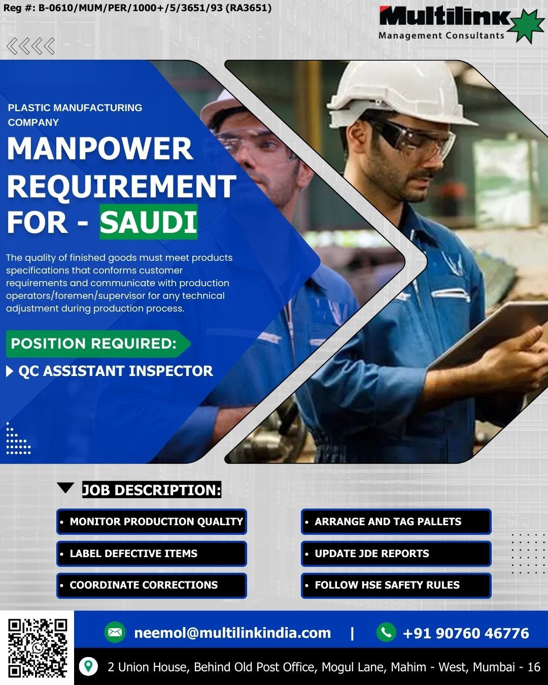 Urgent Requirement For Saudi Arabia