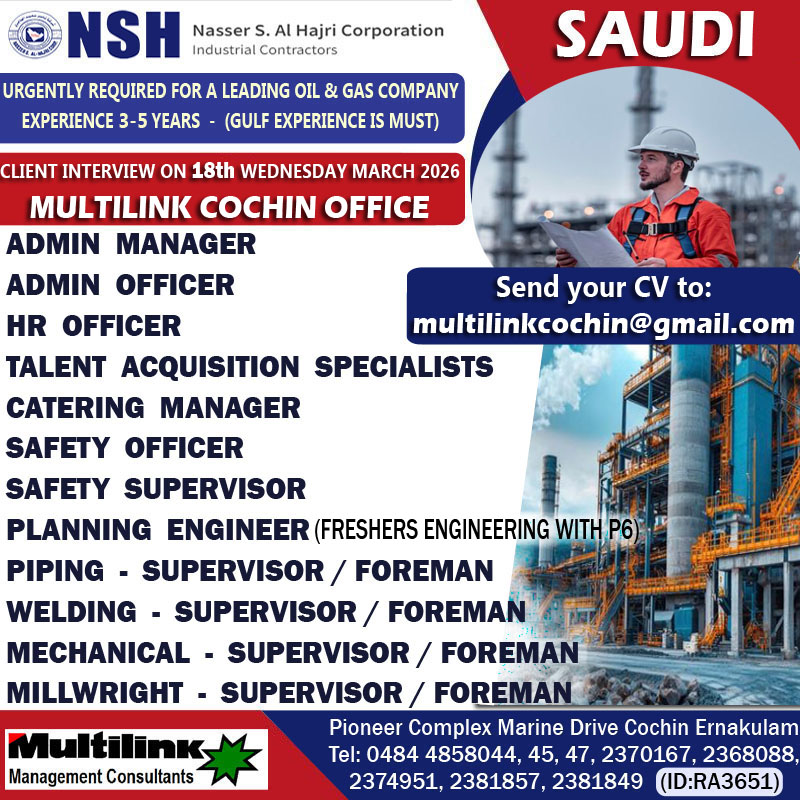 Urgent Requirement For Saudi Arabia