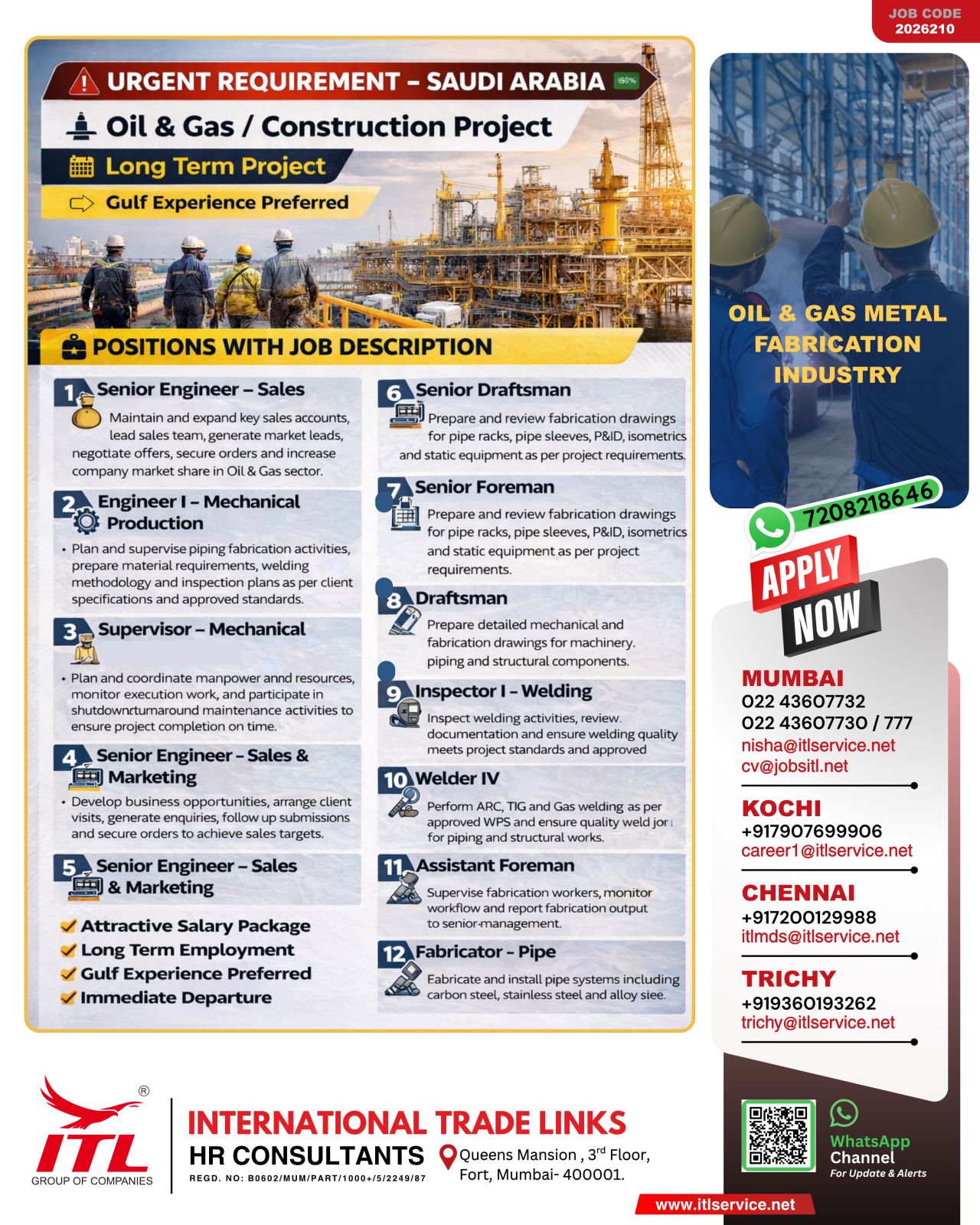 Urgent Requirement For Saudi Arabia