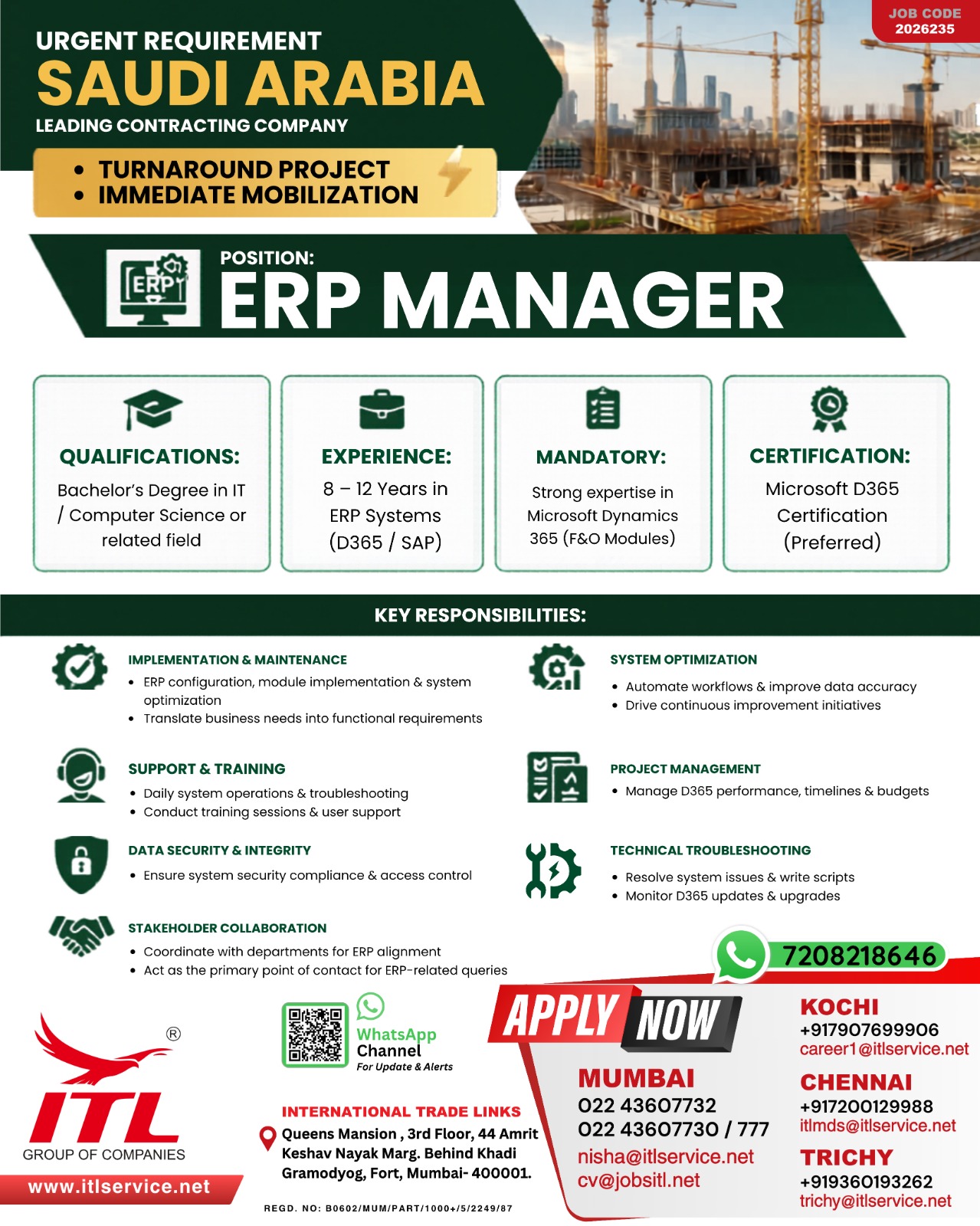 Urgent Requirement For Saudi Arabia