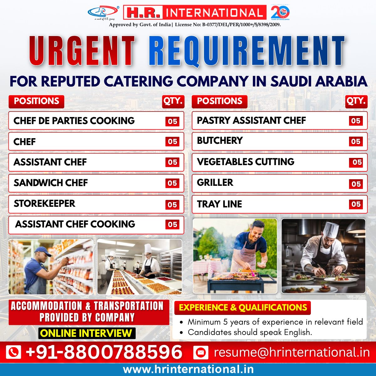 Urgent Requirement For Saudi Arabia