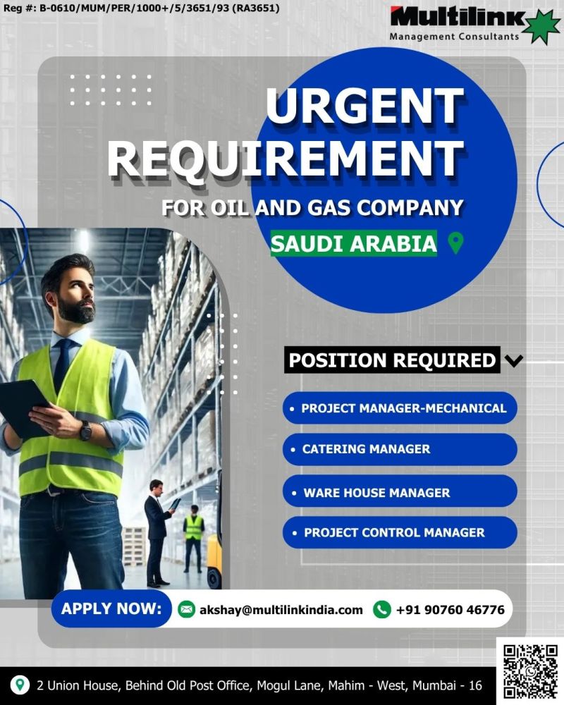Urgent Requirement For Saudi Arabia