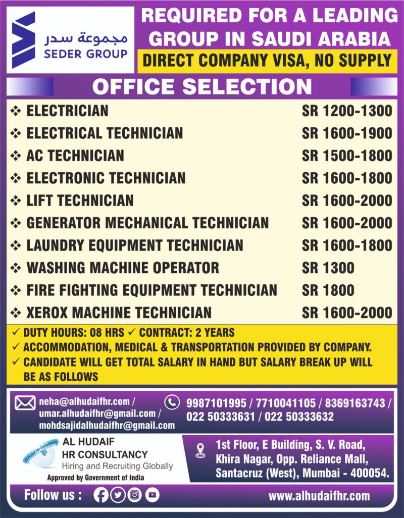 Urgent Requirement For Saudi Arabia
