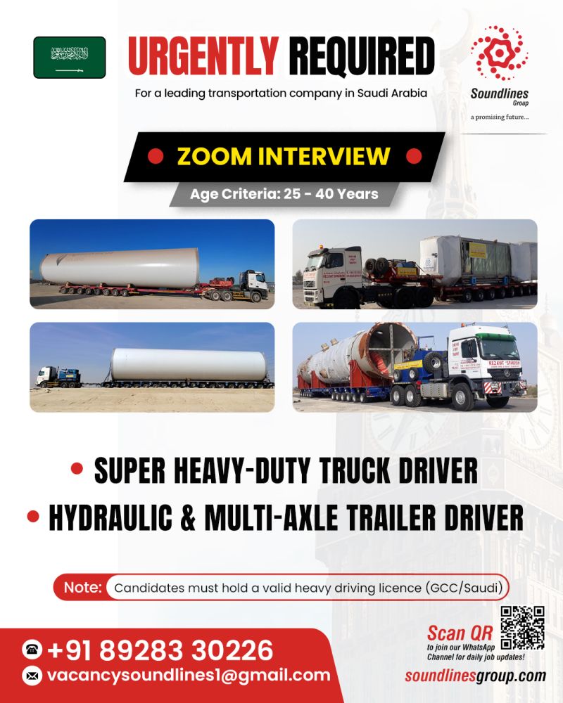 Urgent Requirement For Saudi Arabia