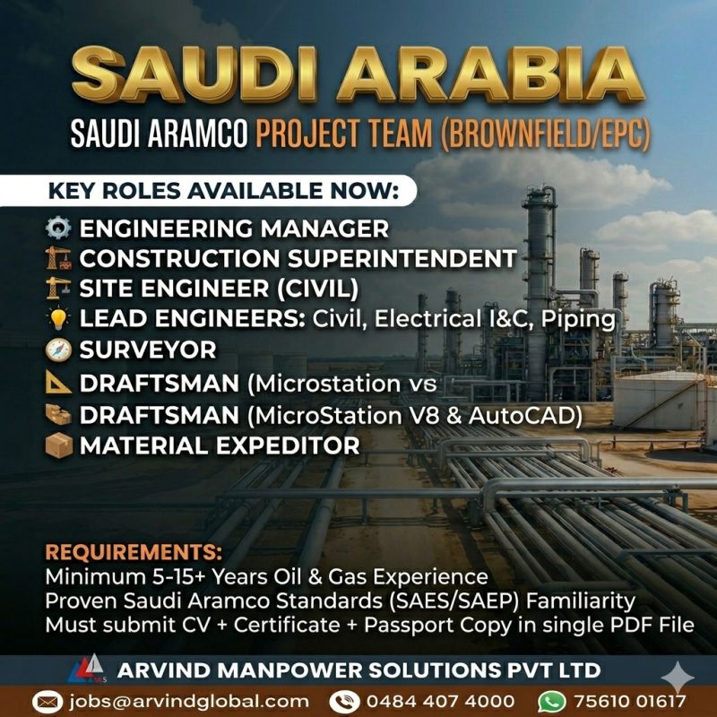 Urgent Requirement For Saudi Arabia