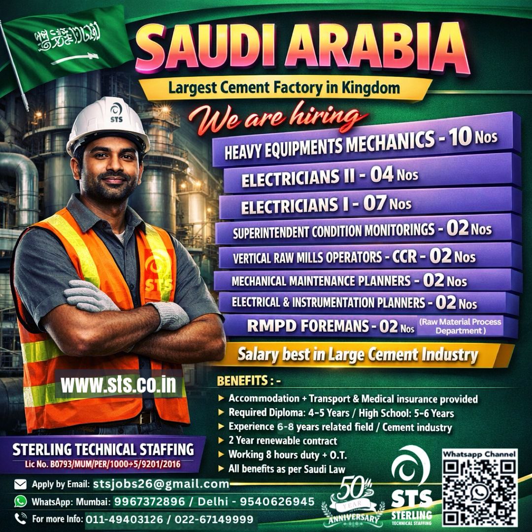 Urgent Requirement For Saudi Arabia
