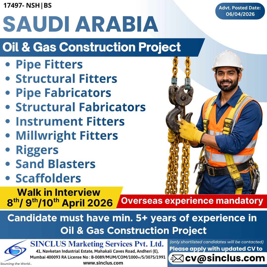 Urgent Requirement For Saudi Arabia