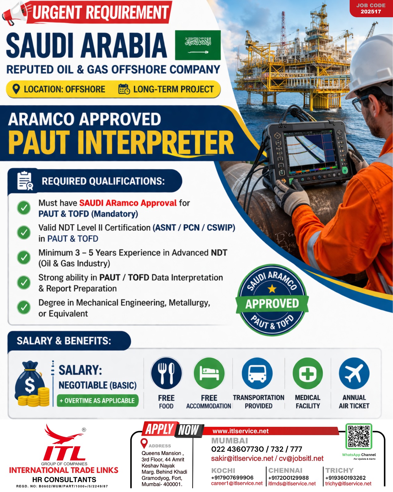 Urgent Requirement For Saudi Arabia