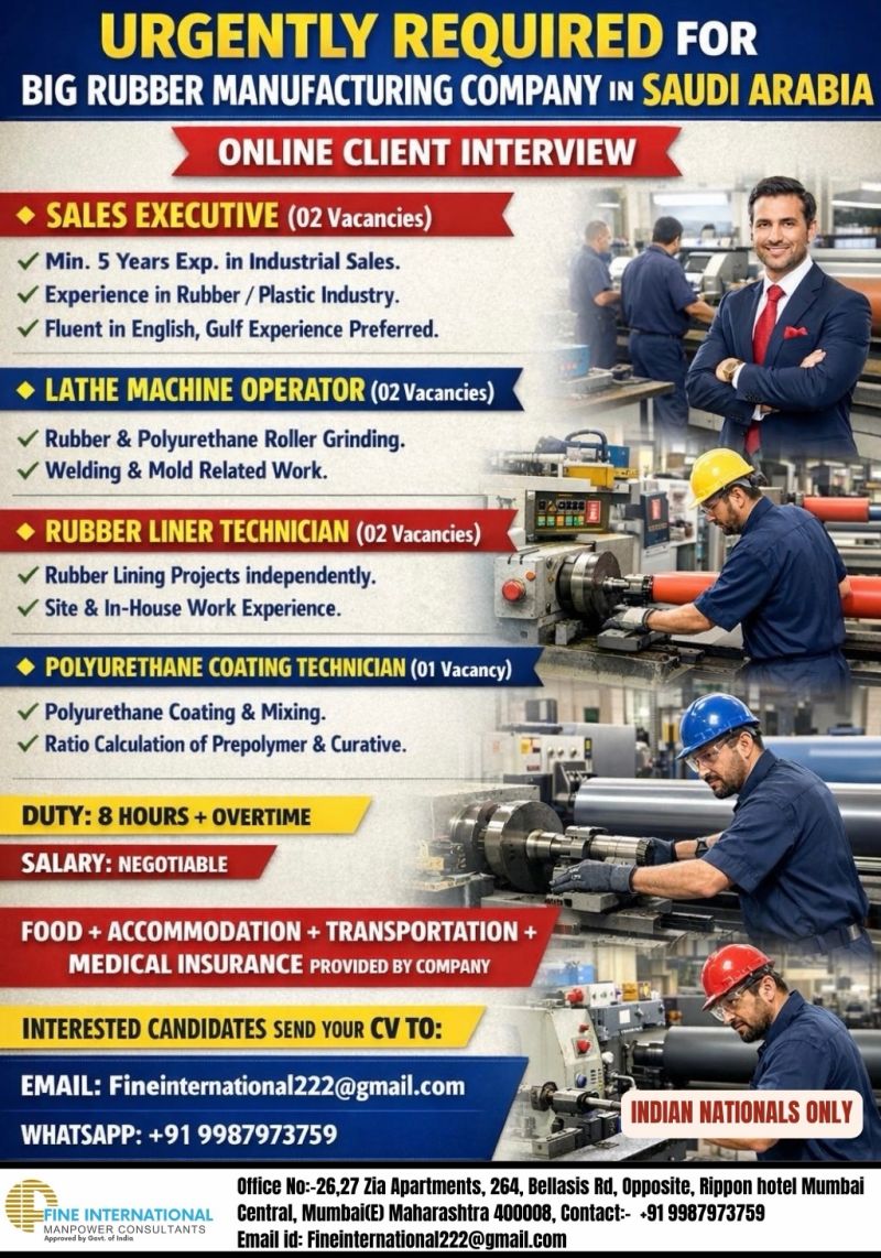 Urgent Requirement For Saudi Arabia