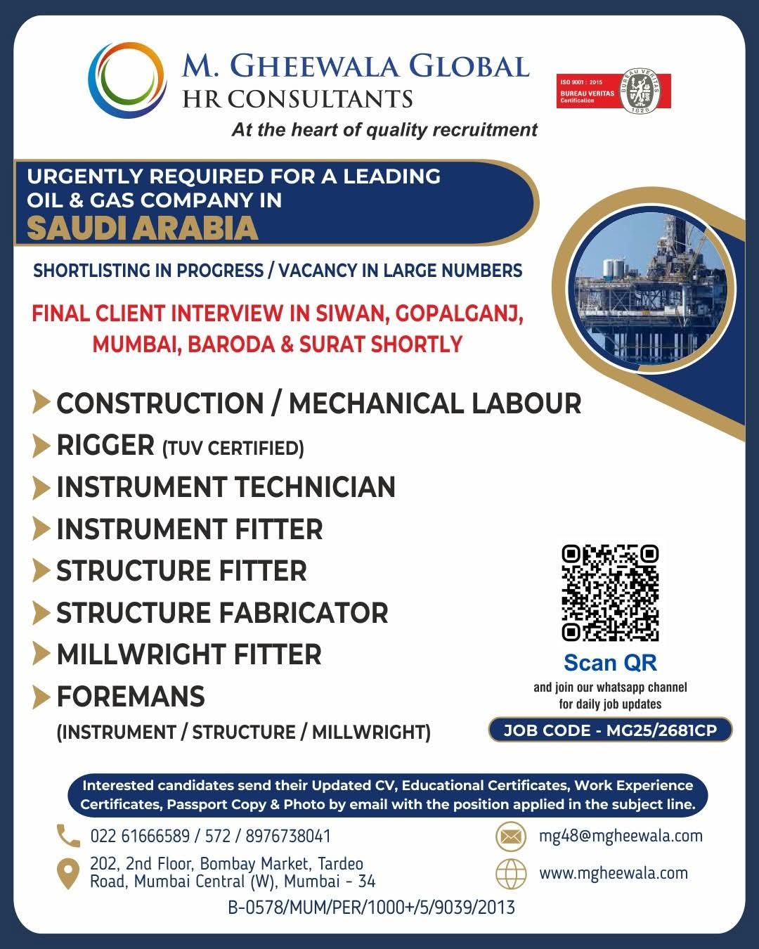 Urgent Requirement For Saudi Arabia