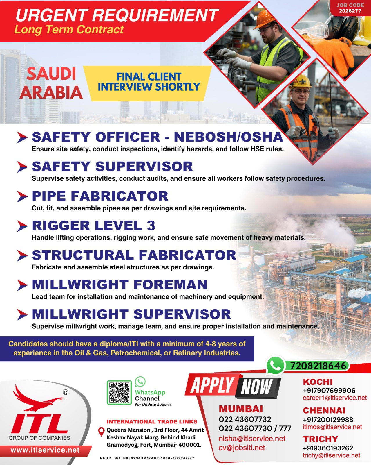 Urgent Requirement For Saudi Arabia
