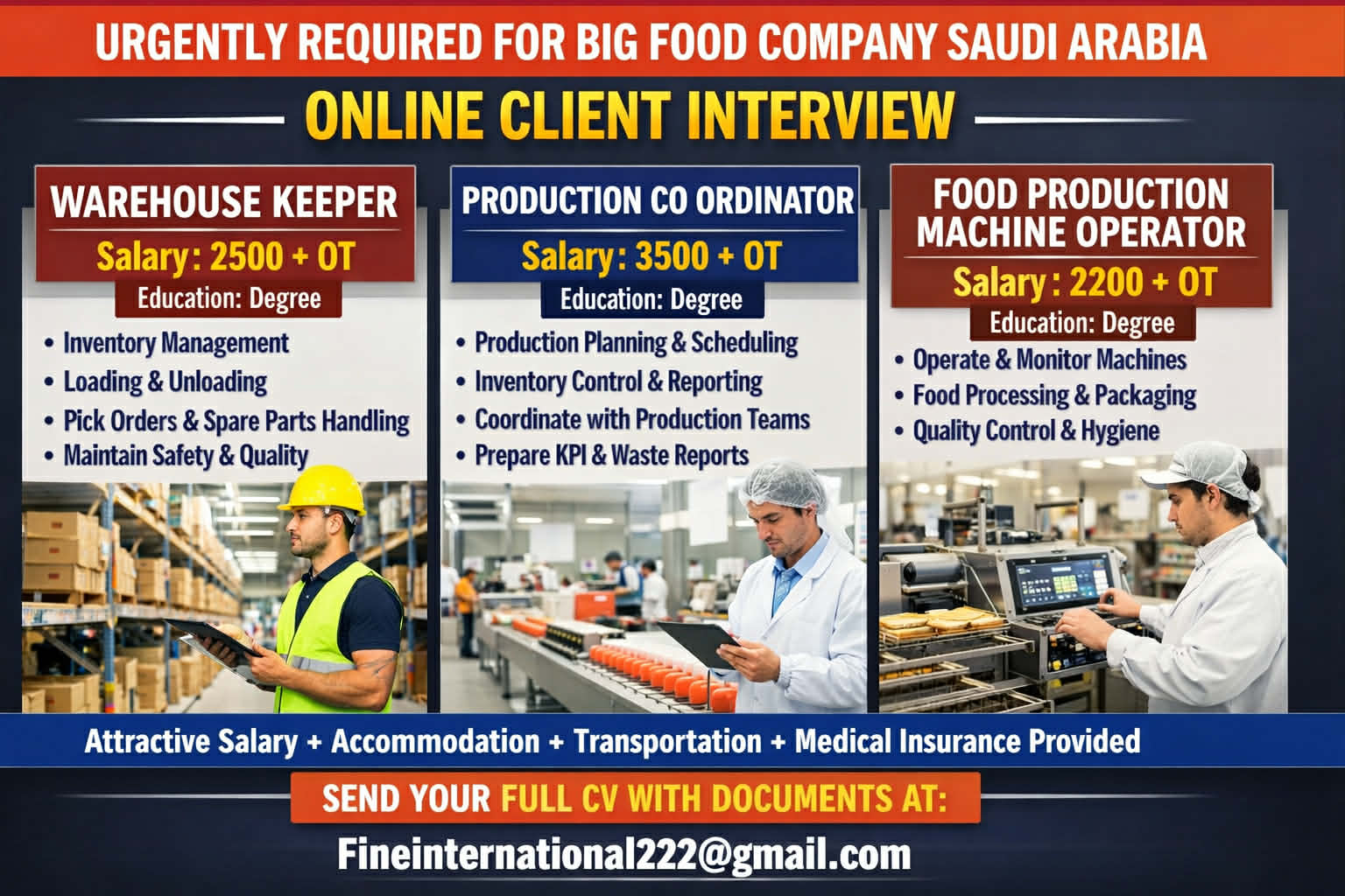 Urgent Requirement For Saudi Arabia
