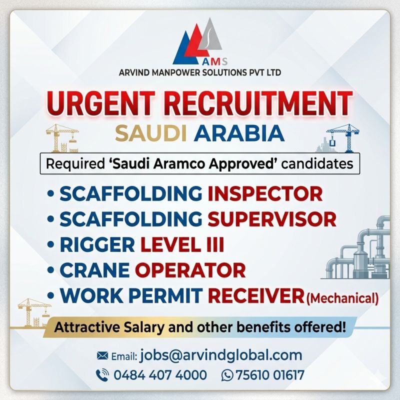 Urgent Requirement For Saudi Arabia