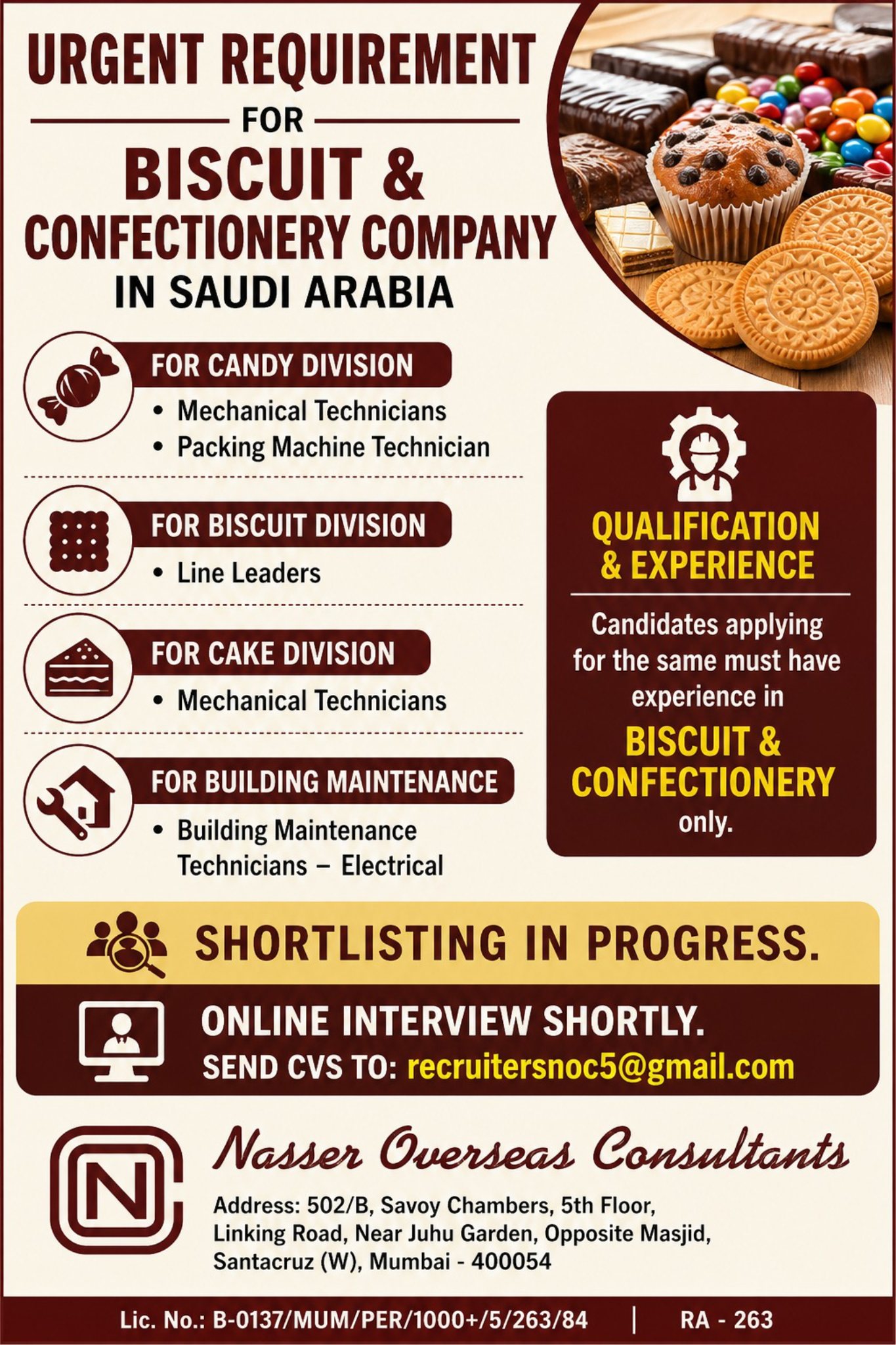 Urgent Requirement For Saudi Arabia