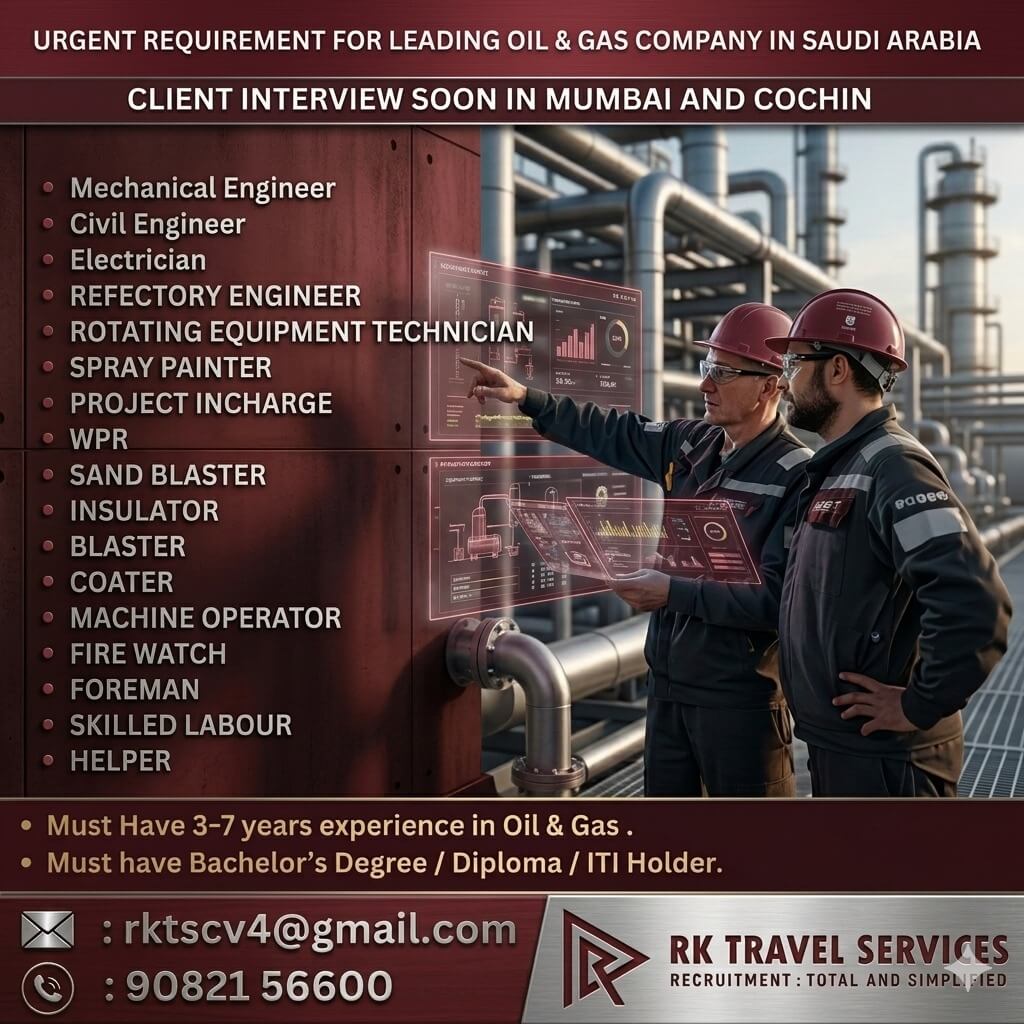 Urgent Requirement For Saudi Arabia