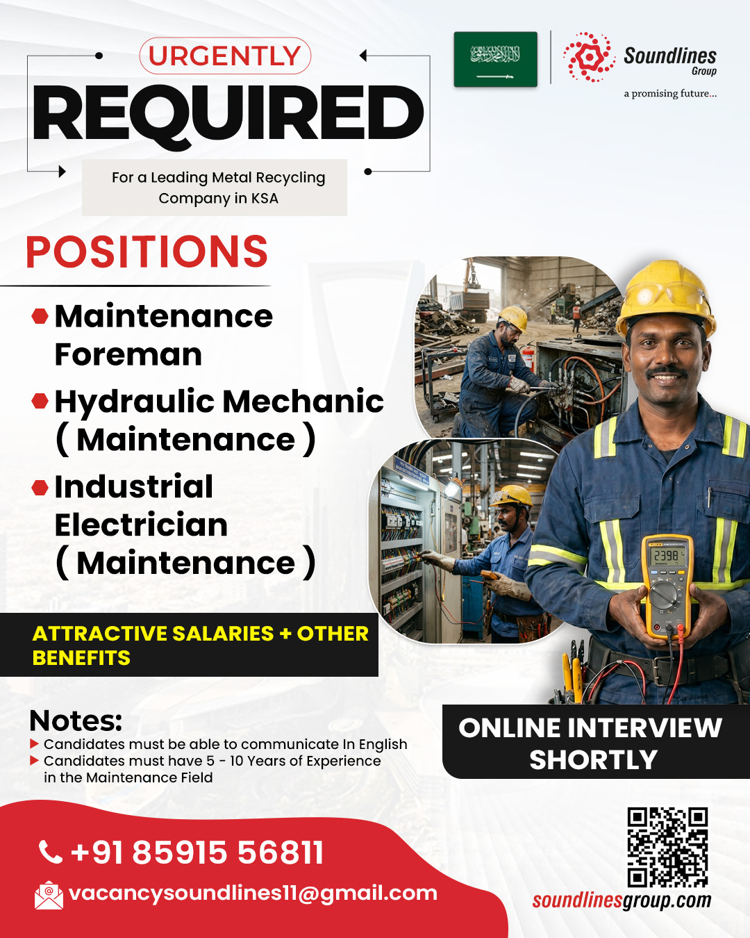 Urgent Requirement For Saudi Arabia
