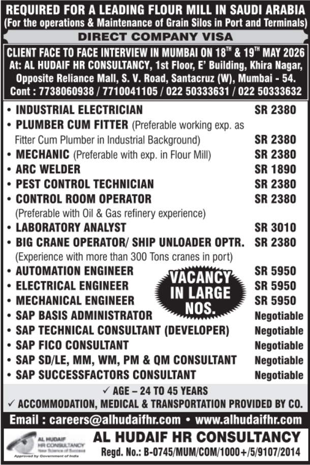 Urgent Requirement for Saudi Arabia