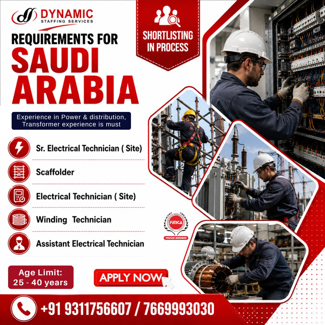 Urgent Requirement For Saudi Arabia