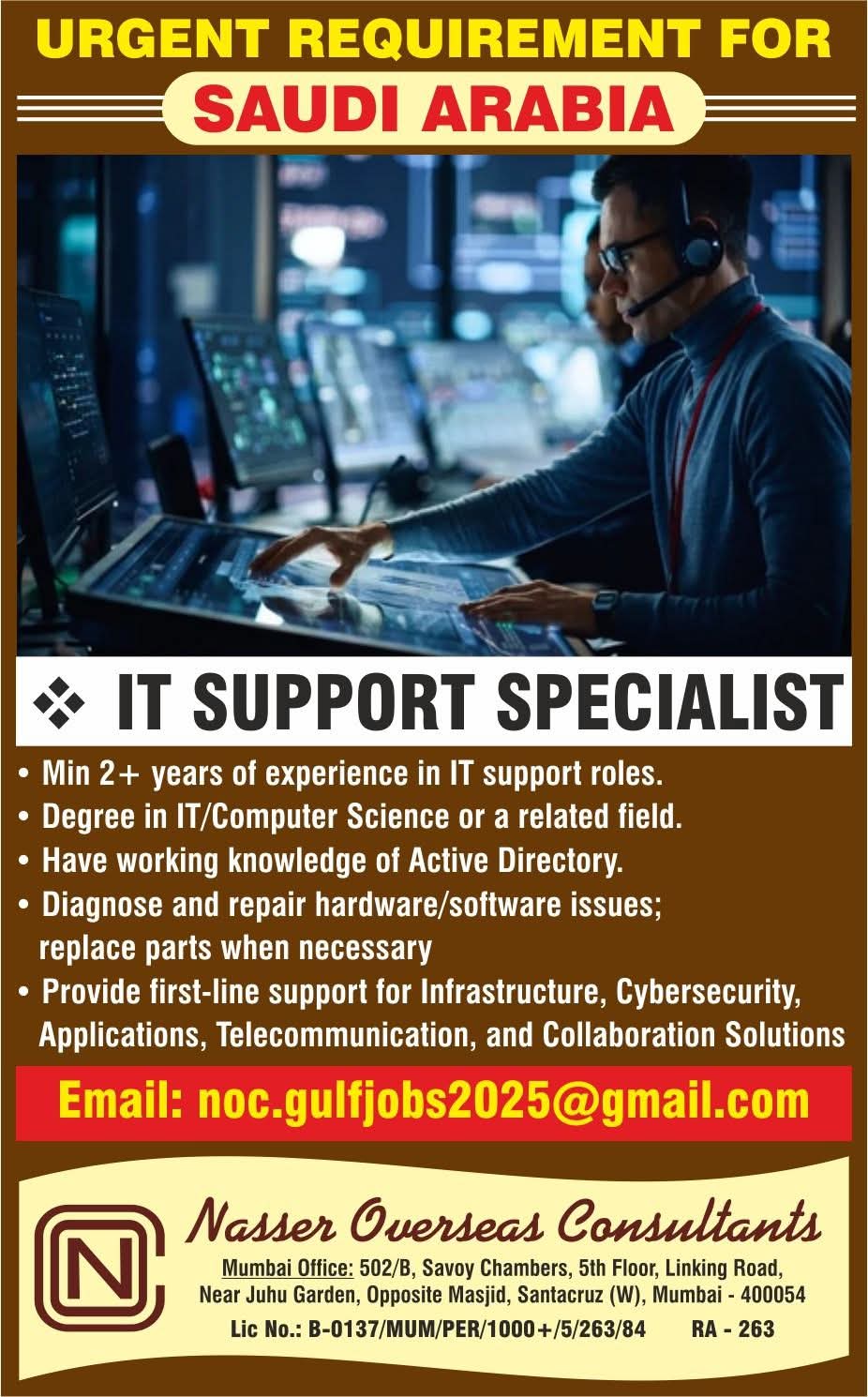 Urgent Requirement For Saudi Arabia