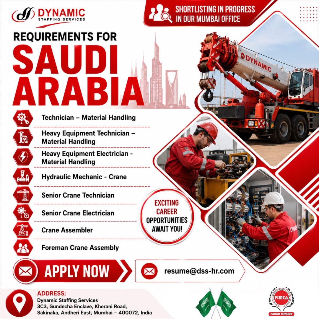 Urgent Requirement For Saudi Arabia